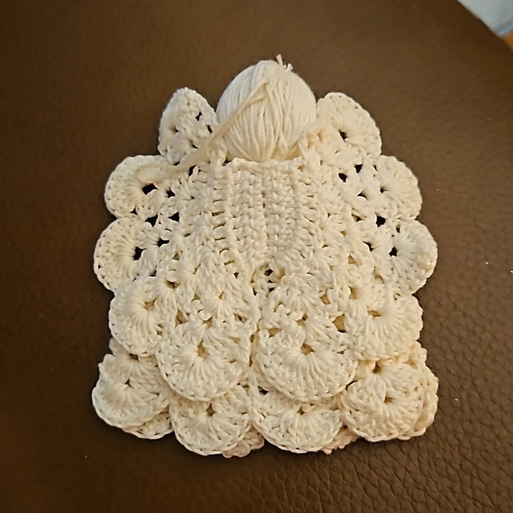Vintage Country Cottagecore Crochet Angel Wood Christmas Tree Ornaments